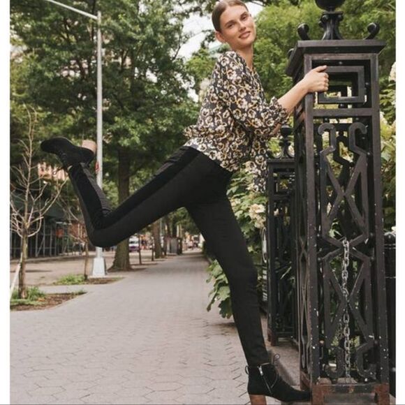 Madewell Velvet Tuxedo Stripe Hi-rise Skinny Black Jeans 27 - Picture 4 of 11